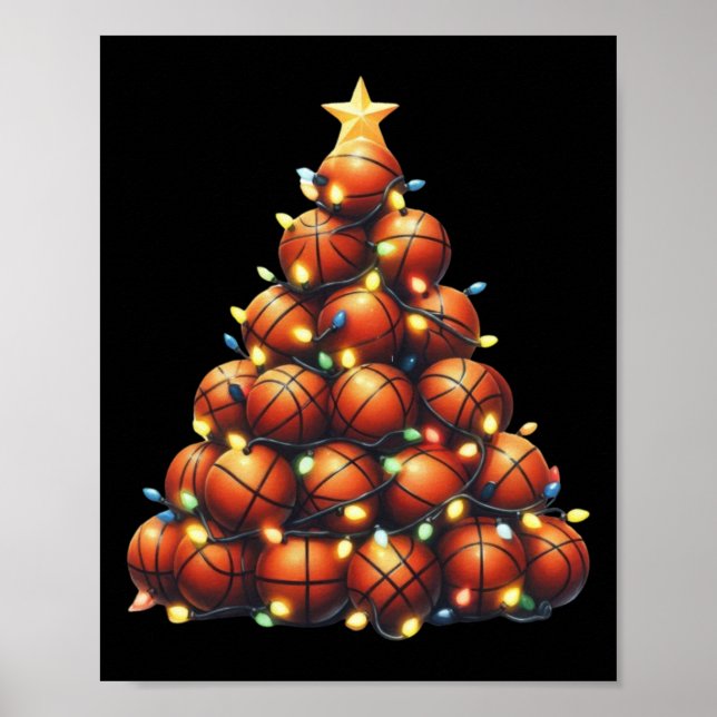 Póster Árbol de Navidad de Baloncesto (Frente)