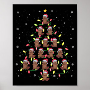 Póster Árbol de Navidad de Beaver Santa Enciende el suéte
