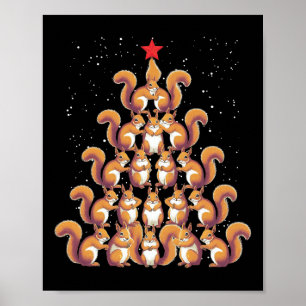 Póster Árbol de Navidad de cacahuete La ardilla navideña 