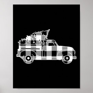 Póster Árbol de navidad de camión Negro &amp; búfalo blan