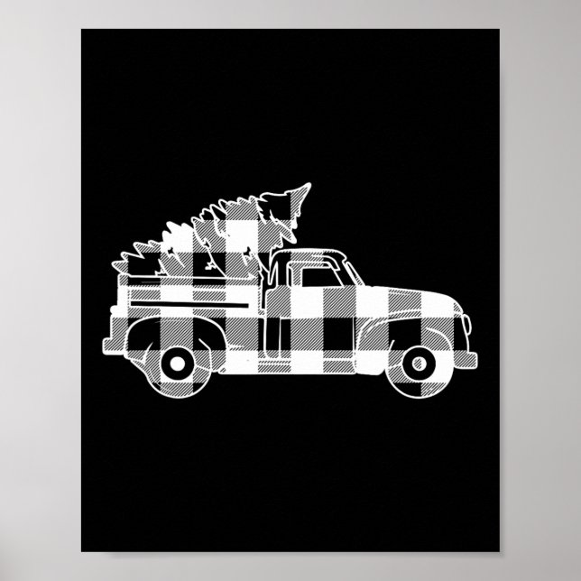 Póster Árbol de navidad de camión Negro &amp; búfalo blan (Frente)