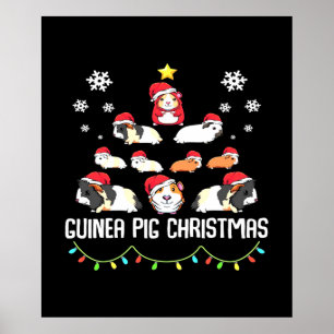 Póster Árbol de Navidad de Cerdo de Guinea   Gracioso gui