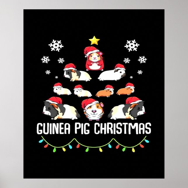 Póster Árbol de Navidad de Cerdo de Guinea | Gracioso gui (Frente)