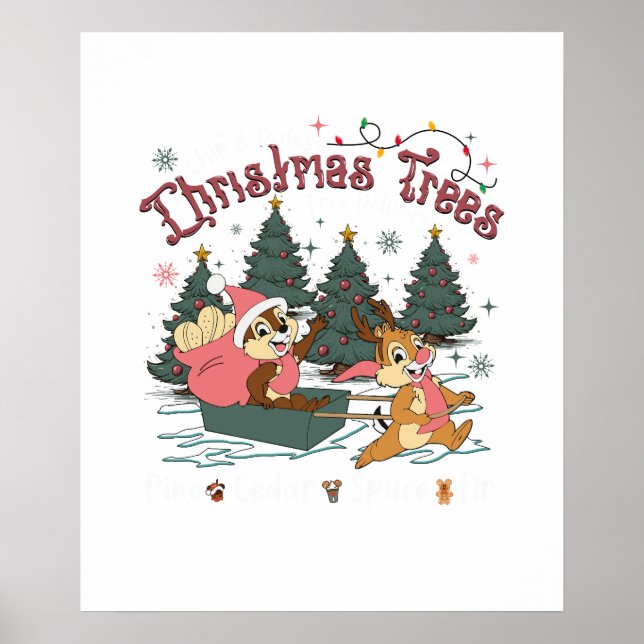 Póster árbol de navidad de chip y dale (Frente)