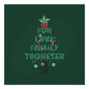 Póster Árbol de Navidad de Diversión Amor Familia Juntos
