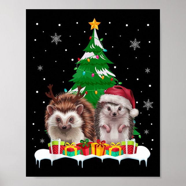 Póster Árbol de Navidad de Erizo de Hedgehog enciende Nav (Frente)