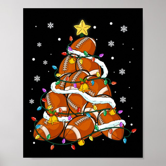 Póster Árbol de Navidad de fútbol enciende Santa Navidad  (Frente)