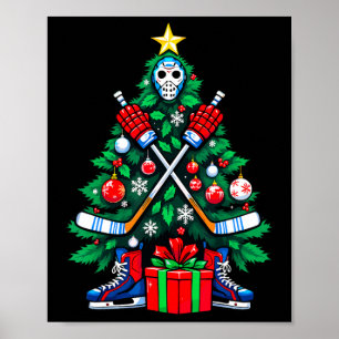 Póster Árbol de Navidad de Hockey Navidad Año Nuevo Jugad