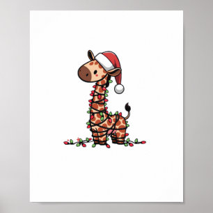 Póster Árbol de Navidad de jirafa linda Amantes de las ji