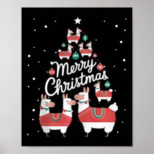Póster Árbol de Navidad de Lama Xmas Llamas Árbol de Navi