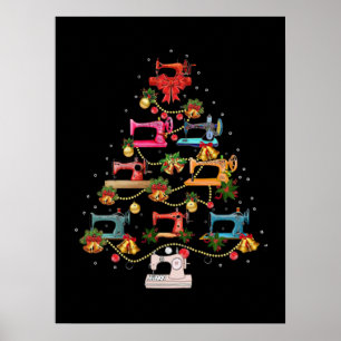 Póster Árbol de Navidad de máquina de coser