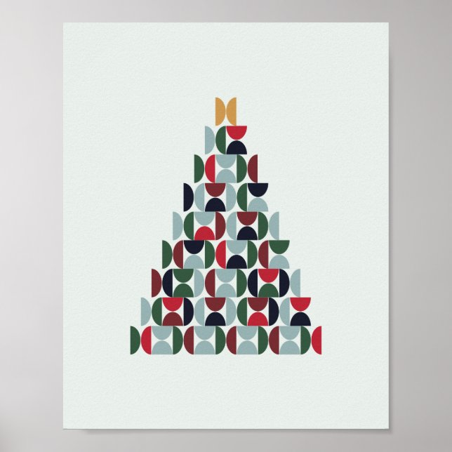 Póster Árbol de Navidad de Mediados del Siglo (Frente)