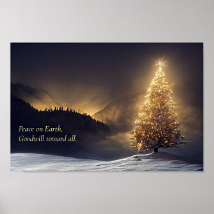 Póster Árbol de Navidad de montaña