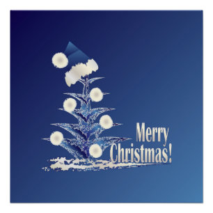 Póster Árbol de Navidad de Papá Noel