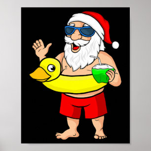 Póster Árbol de Navidad de Papá Noel o Pato de Hawái Navi