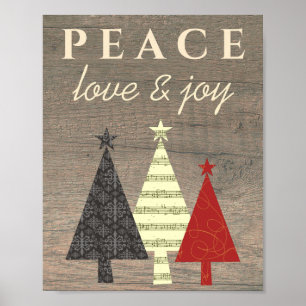 Póster Árbol de Navidad de Paz Amor y Alegría