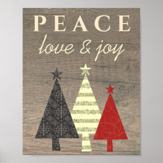 Póster Árbol de Navidad de Paz Amor y Alegría