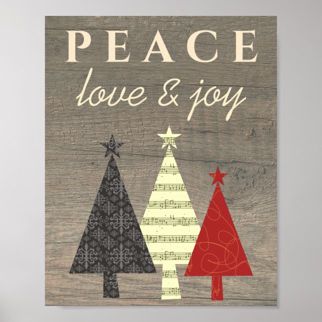 Póster Árbol de Navidad de Paz Amor y Alegría (Frente)