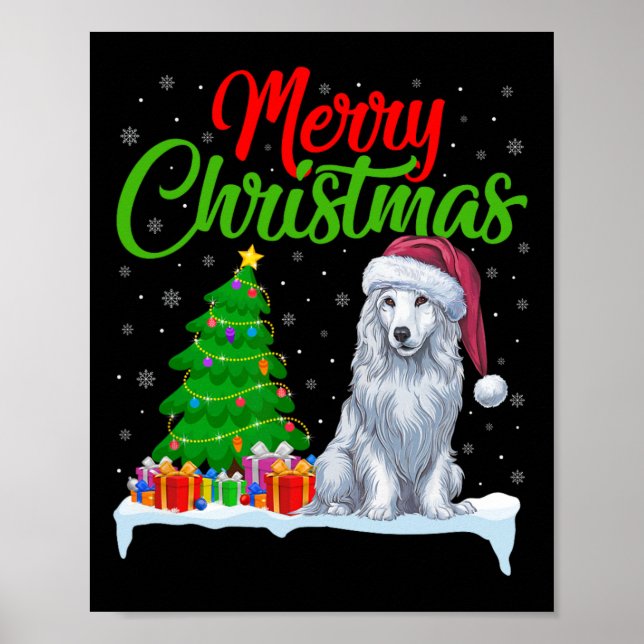 Póster Árbol de Navidad de Perro Akbash enciende divertid (Frente)