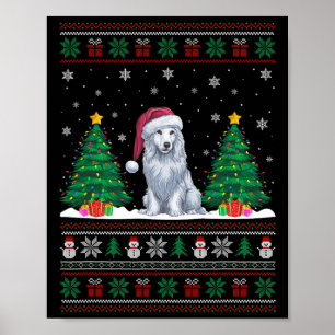Póster Árbol de navidad de perro de Santa Hat Akbash ilum