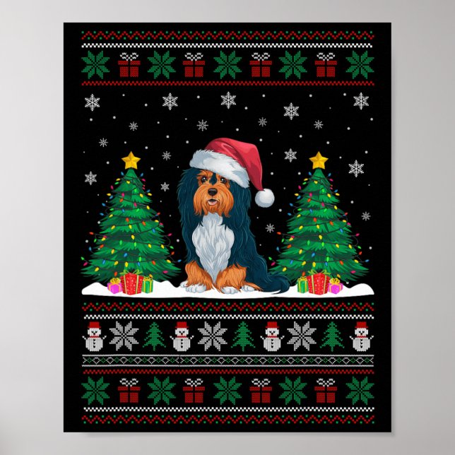 Póster Árbol de navidad de perro haitiano de Santa Hat il (Frente)