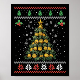 Póster Árbol de Navidad de piña Navidades feos Sweater Xm
