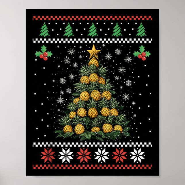Póster Árbol de Navidad de piña Navidades feos Sweater Xm (Frente)