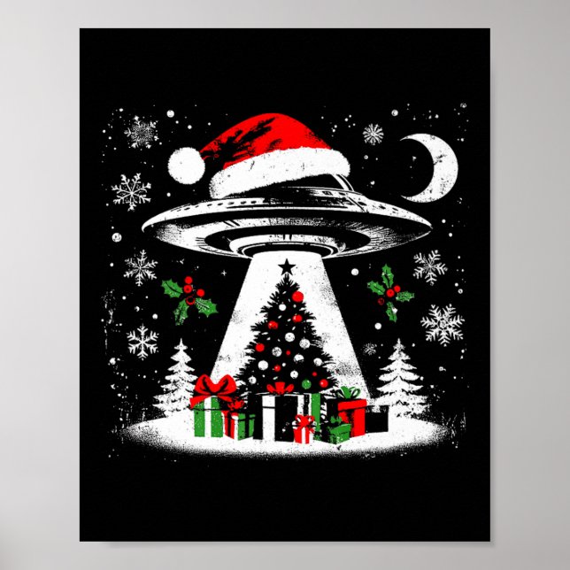 Póster Árbol de Navidad de rapto Ufo - Divertido Alien Xm (Frente)