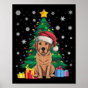 Póster Árbol de Navidad de sudor feo ilumina perro de Lab
