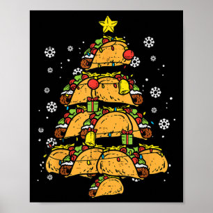 Póster Árbol de Navidad de Taco Comida Mexicana Navidad 