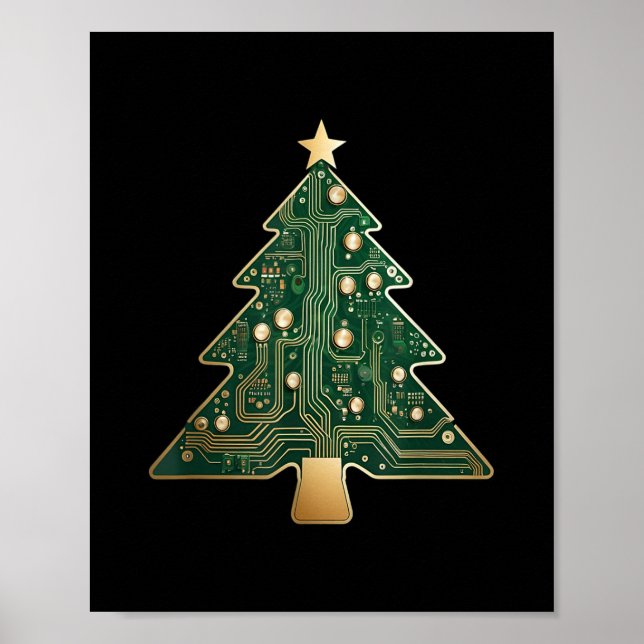 Póster Árbol de Navidad de tecnología de la tarjeta de ci (Frente)