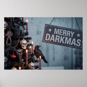 Póster Árbol de Navidad de terror gótico "Merry Darkmas"