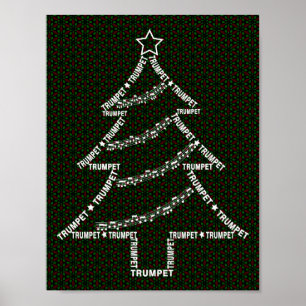 Póster Árbol de Navidad de Texto de Trompeta