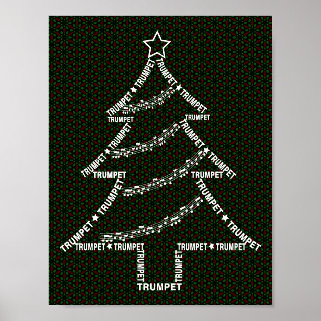 Póster Árbol de Navidad de Texto de Trompeta (Frente)