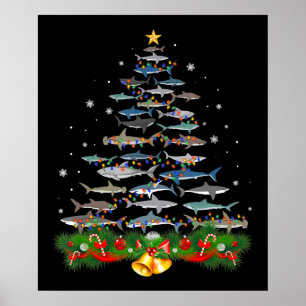 Póster Árbol de Navidad de Tiburón Regalos para Amantes d
