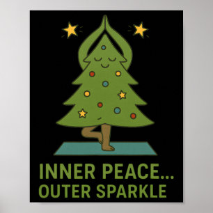 Póster Árbol de Navidad de Yoga Lindo con Paz Interior y