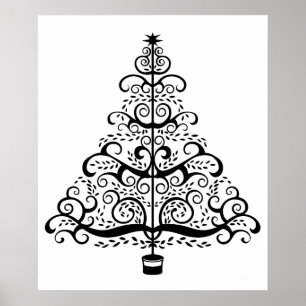 Póster Árbol de Navidad decorativo vintage con rollo vict