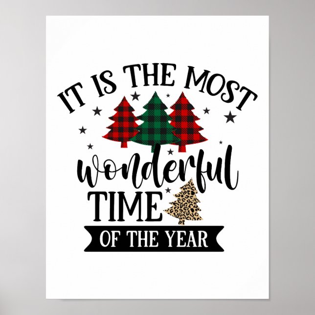 Póster Árbol de Navidad del patrón de leopardo de las man (Frente)