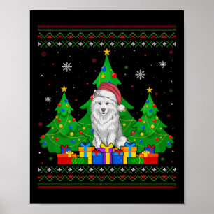 Póster Árbol de Navidad delicioso dulce Santa Hat Perro S
