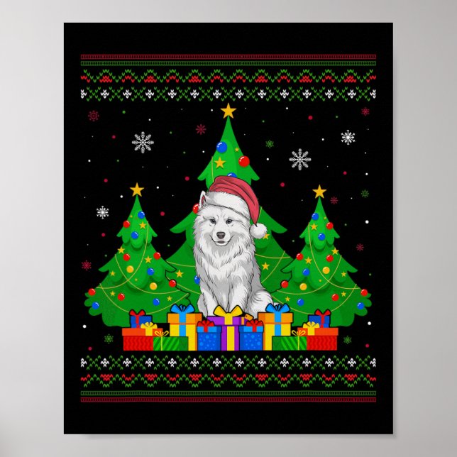 Póster Árbol de Navidad delicioso dulce Santa Hat Perro S (Frente)