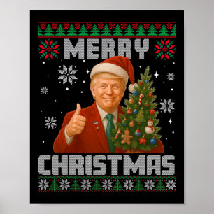 Póster Árbol de Navidad divertido Trump 2025 Feliz Navida