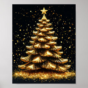 Póster Árbol de Navidad dorado