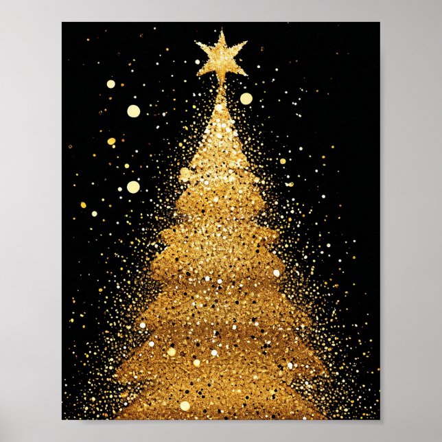 Póster Árbol de Navidad dorado (Frente)