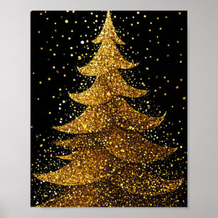 Póster Árbol de Navidad dorado
