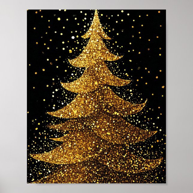 Póster Árbol de Navidad dorado (Frente)