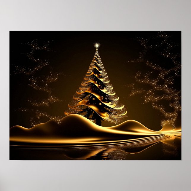 Póster Árbol de Navidad dorado abstracto (Frente)