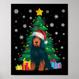 Póster Árbol de navidad dulce feo ilumina Perro de agua p
