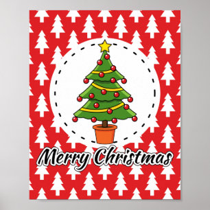 Póster Árbol de Navidad en el patrón de las minas rojas -
