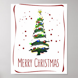Póster Árbol de Navidad en la Nieve, Tarjeta de Felicitac