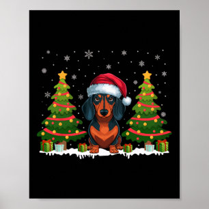 Póster Árbol de Navidad enciende a Navidades de Dachshund